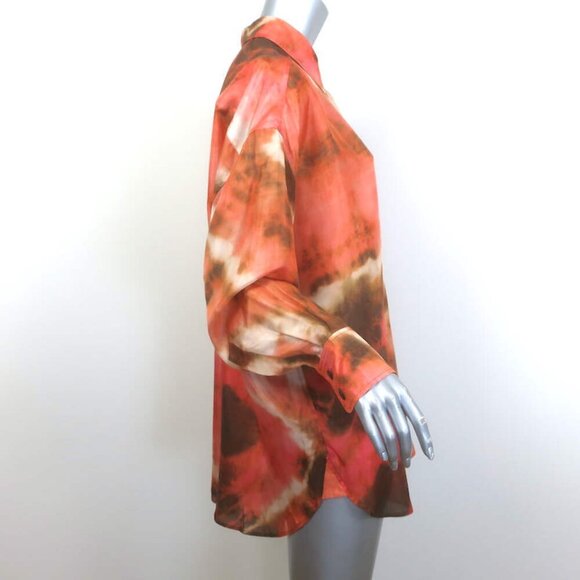 Zimmermann Vacay Tie Dye Shirt & Relaxed Pants Set Pink/Orange Silk Size 2 NEW - Picture 10 of 14